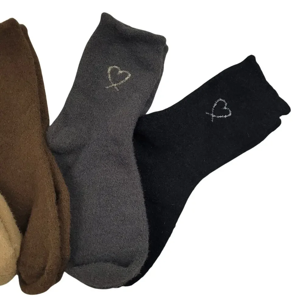 Jilly Warm Fuzzy Heart Socks 6 Pair Lot 6-11 Thick Plush Cozy Different Colors